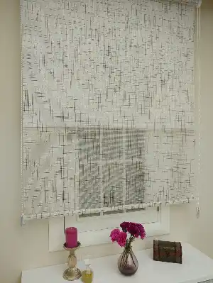 Keten Tül Stor Wicker - Çiftli Sistem Tül Stor Perde (wicker)- Kahve Açık