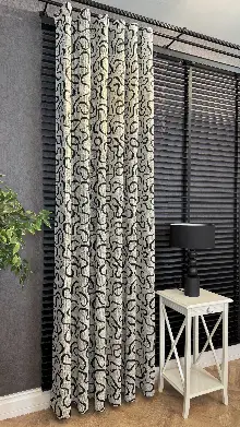 Ekru Jakar Dokuma Fon Perde Siyah