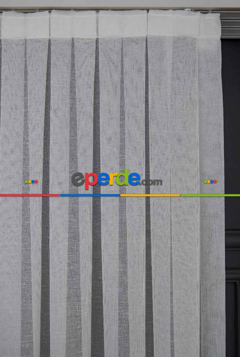 Keten Tül Ütü İstemez Dökümlü Tül - İtinalı Dikiş - Kanun Pile Seçeneği - Kurşunlu Tül