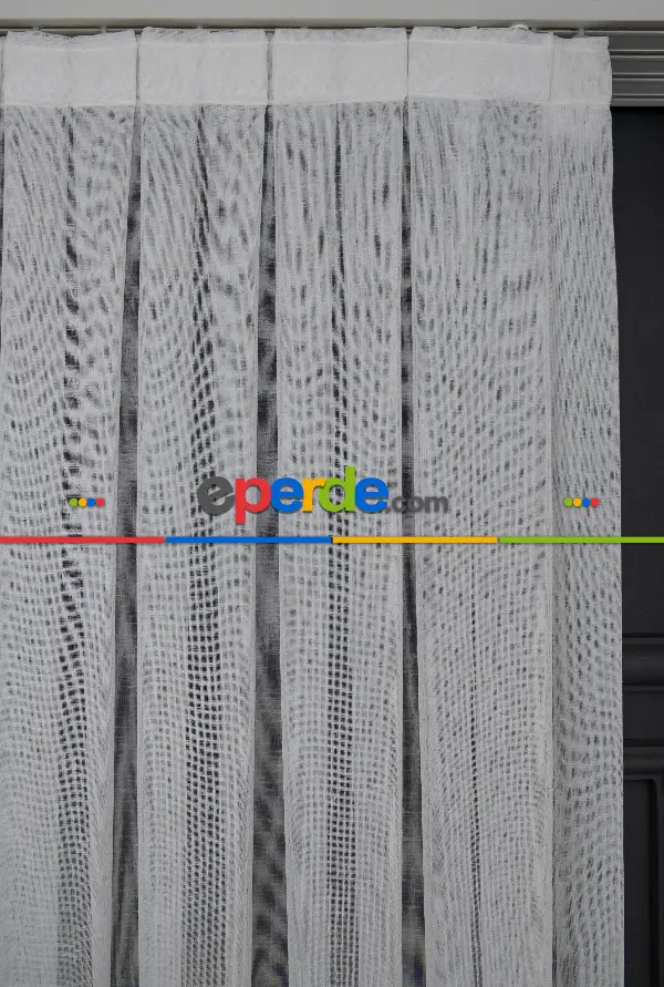 Keten Tül Ütü İstemez Dökümlü Tül - İtinalı Dikiş - Kanun Pile Seçeneği - Kurşunlu Tül