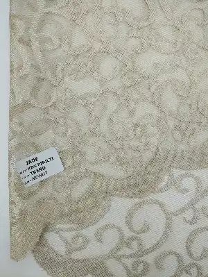Nohut Rengi Desenli Fransız Örme Tül Perde Ve Kruvaze Perde- Nohut Rengi