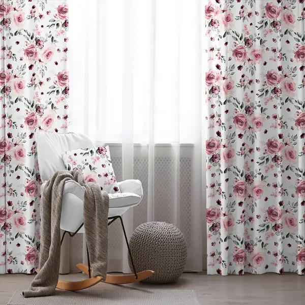 Çiçek Desenli Fon Perde Evim502 Kumaşı Kalındır Duck Bezi Değildir- Mavi-beyaz