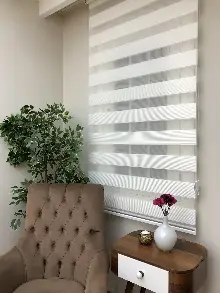 Yüksek Kalite Plise Zebra Perde - Ekru Renk- Ekru