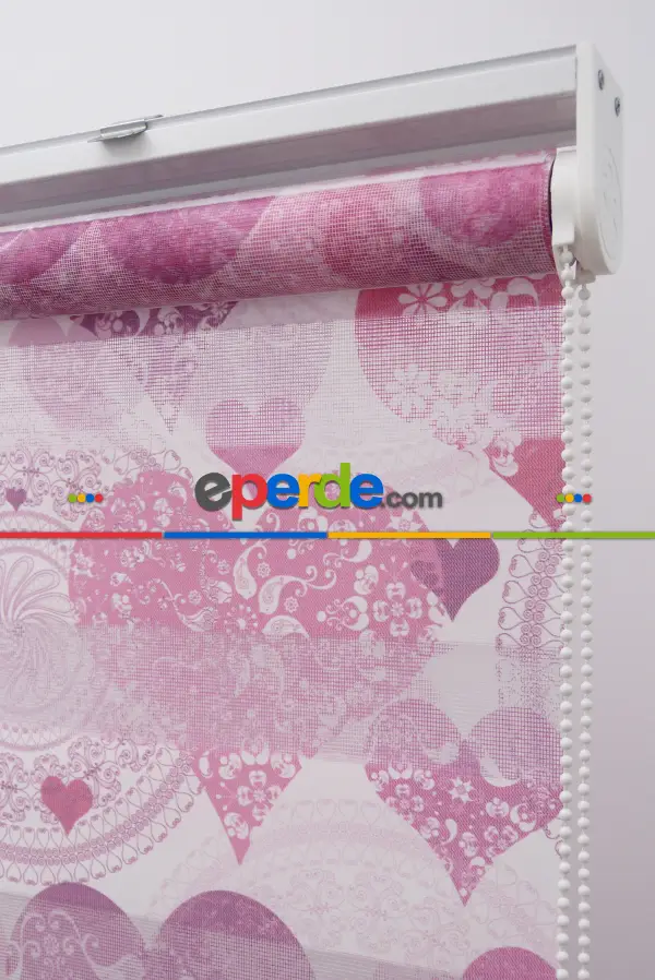 Kalpli Desen Zebra Perde- Pembe Koyu