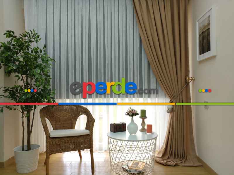 Bej Rengi - Düz Keten Fon Perde ( Keten Fon Perde)- Bej