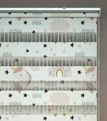 Unicorn Desenli Baskılı Zebra Perde- Çok Renkli