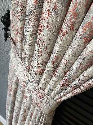 Patine Desenli Bej Kiremit Desenli Jakar Fon Perde (285 En)- Gri-füme-antrasit-kiremit Rengi