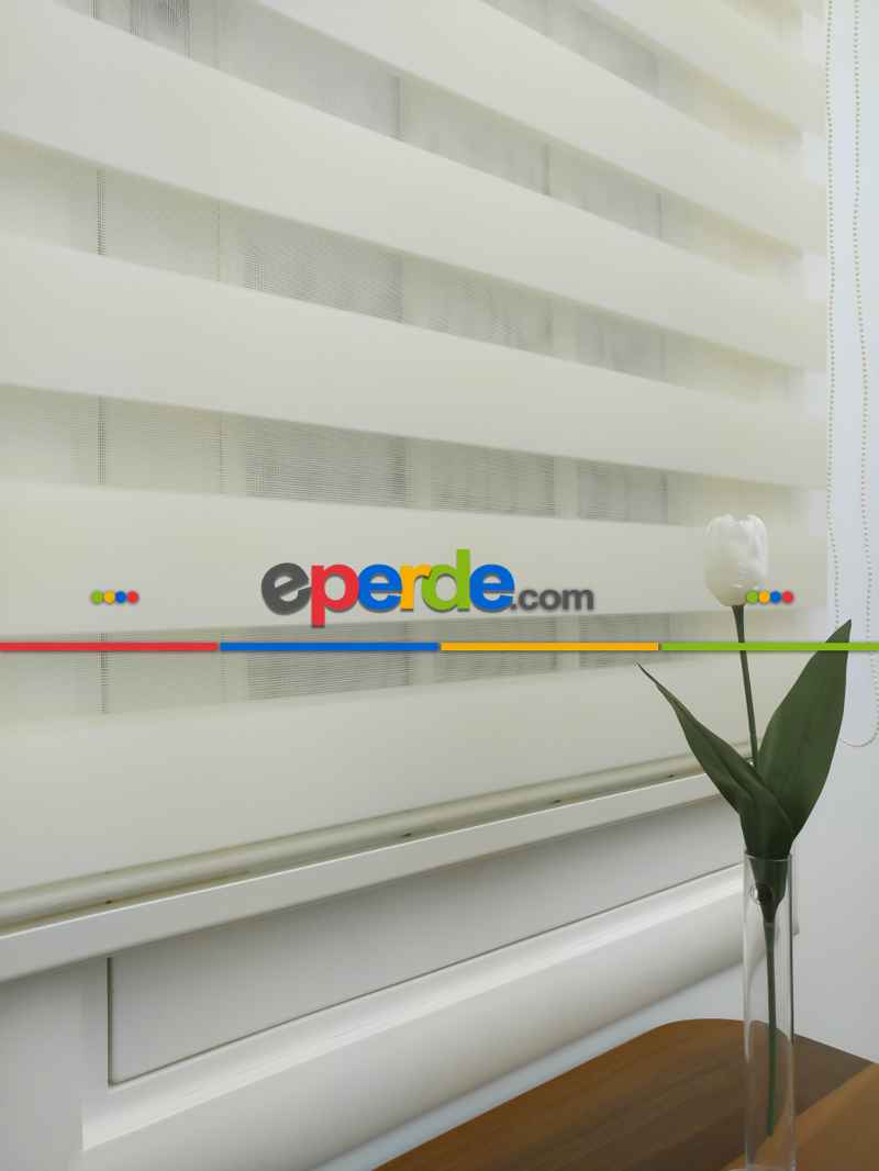 Oturma Odası - Zebra Perde - Düz Zebra Perde- Krem