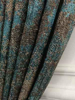 Jakar Desenli Fon Perde- Turkuaz Kahve