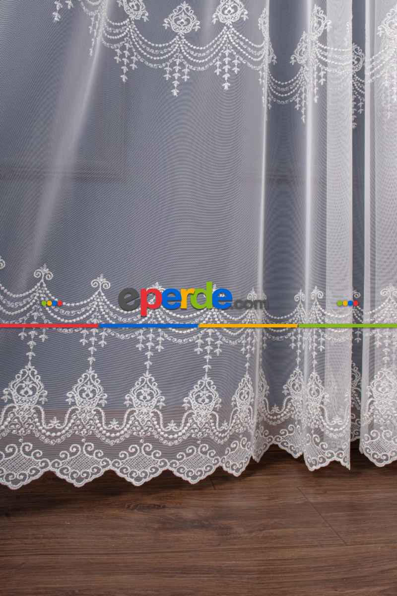 Salon Tül Perde - Elit Brode İşlemeli Tül Perde
