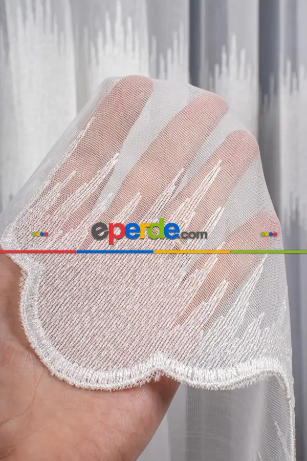 Zik Zak Nakış İşlemeli Tül Perde