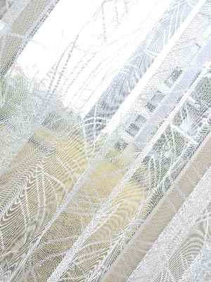 Mutfak - Örme Fransız Dantel 2021 Tül Perde- Ekru