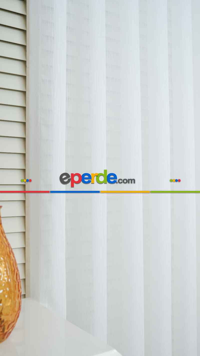 Ekru Bambu Keten Tül Perde, Daha Gramajlı, Ütü İstemez, Premium Seri, Kurşunlu Etek