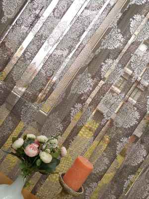 Damask Desenli Floş Örme Tül Perde- Siyah-Gri-Füme-Antrasit