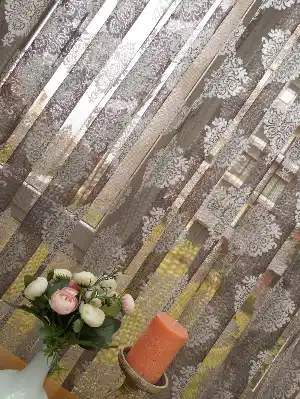 Damask Desenli Floş Örme Tül Perde- Siyah-Gri-Füme-Antrasit