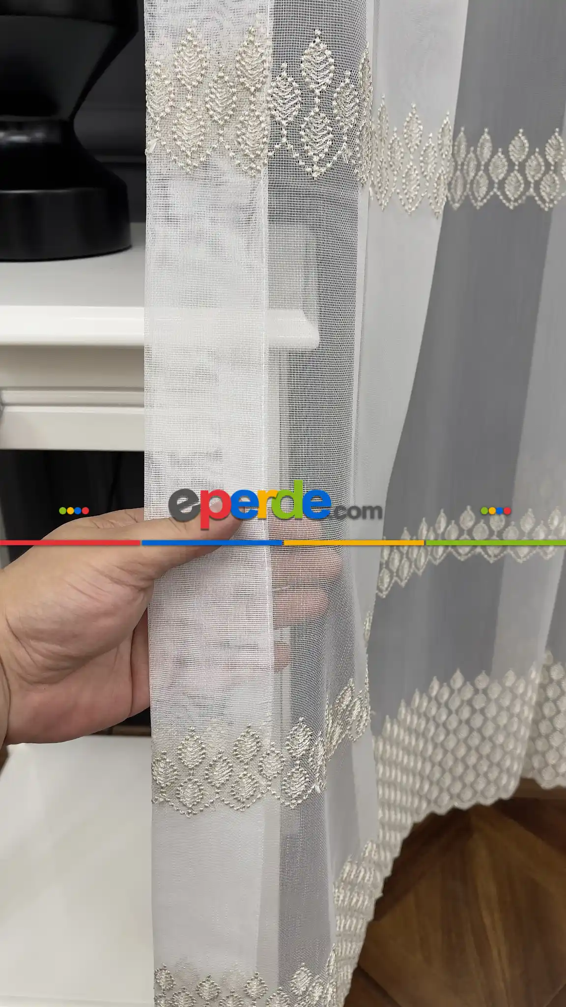 Salon - Premium Seri Trend Perde Modelleri 2023-kabartma Atlas İplikle Nakışlı İşleme Tül Perde 02