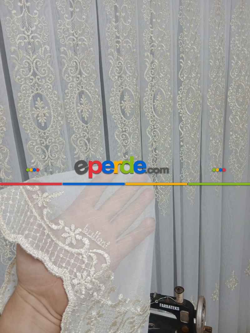 Yatak Odası - Brillant Gold Altin Sim Varakli Şehrazat model Tül Perde