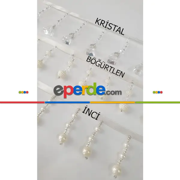 Yanki Kruvaze Tül Arı Peteği Tül Kristal İnci Boncuklu