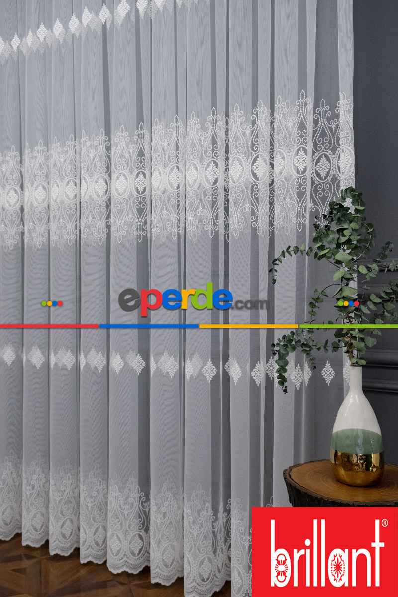 Yatak Odası - Brillant Tül Salon Damask Desen Tarz Moda Yeni Nakış İşlemeli Tül