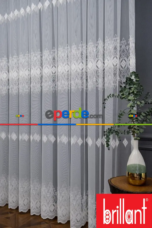 Brillant Tül Salon Damask Desen Tarz Moda Yeni Nakış İşlemeli Tül