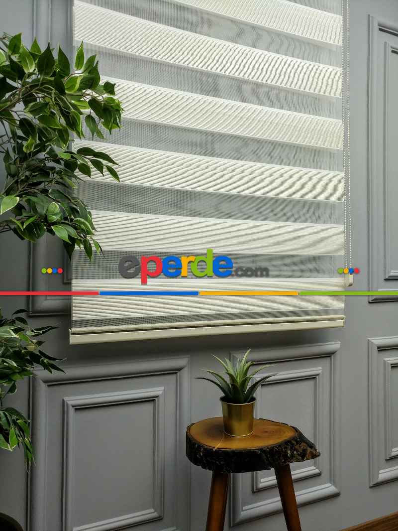 Mutfak - 2021 Sezonu - Zebra Perde - Micro Plise Zebra Perde- Krem Açık