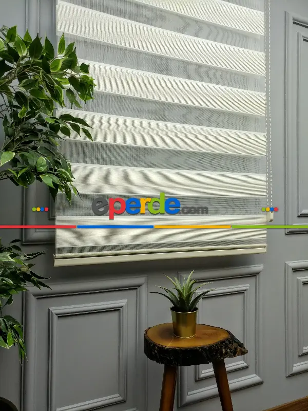 Salon Zebra Perde - 2021 Sezonu - Zebra Perde - Micro Plise Zebra Perde- Krem Açık