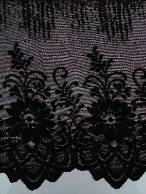 Siyah - Kırmızı Yanar Dönerli Örme Tül Fon Perde- Siyah Kırmızı