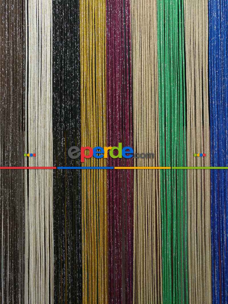 Altın Rengi İp Perde Kalın Zincir Simli Serisi- Sarı-gümüş