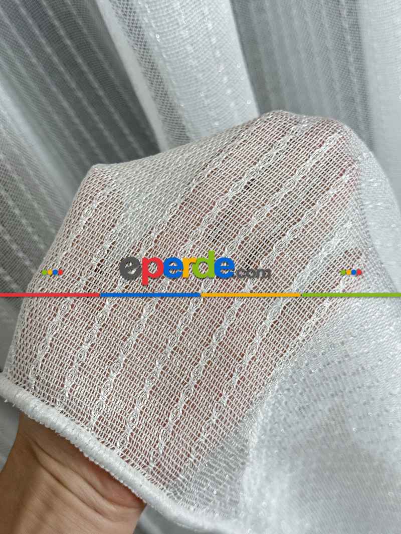 Gümüş Pırıltılı Simli Premium Exclusive Hazal Tül Perde
