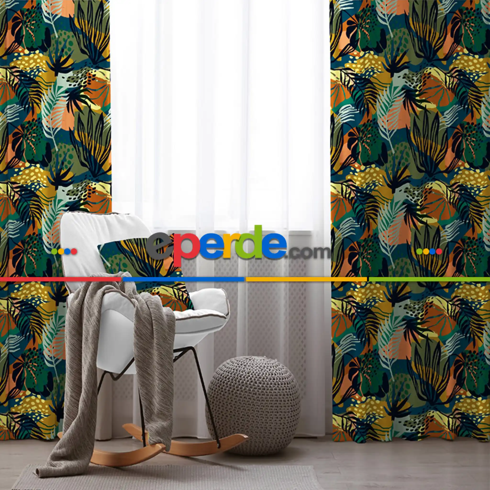 Tropikal Fon Perde Evim2003-2 Kumaşı Kalındır Duck Bezi Değildir