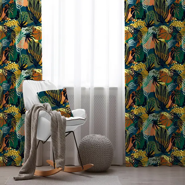 Tropikal Fon Perde Evim2003-2 Kumaşı Kalındır Duck Bezi Değildir