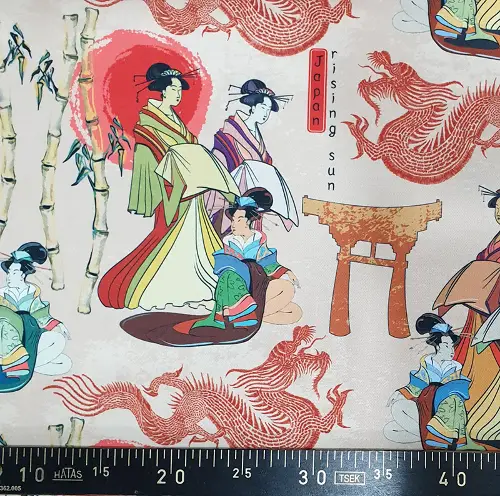 Japon Desenli Fon Perde Evm556 Kumaşı Kalındır Duck Bezi Değildir- Siyah-Kırmızı-Krem-Pembe-Turuncu-Açık Yeşil-Mavi Açık-Kahve