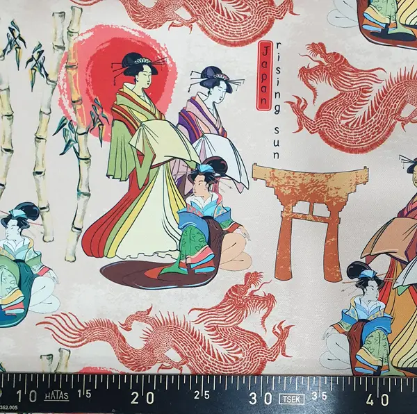 Japon Desenli Fon Perde Evm556 Kumaşı Kalındır Duck Bezi Değildir- Siyah-Kırmızı-Krem-Pembe-Turuncu-Açık Yeşil-Mavi Açık-Kahve