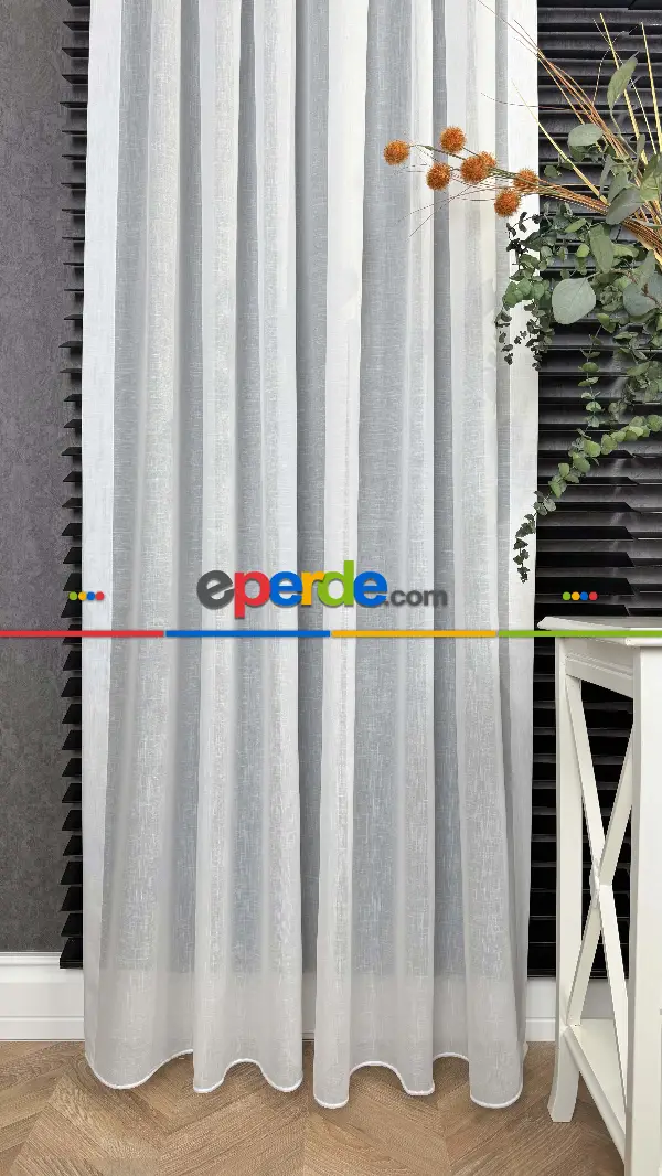 Beyaz, Büzgülü Ekstraforlu, Tül Perde