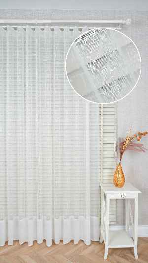 Ekru Etek Bantlı Tül Perde, Ağır Gramajlı Premium Seri