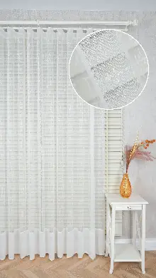 Ekru Etek Bantlı Tül Perde, Ağır Gramajlı Premium Seri