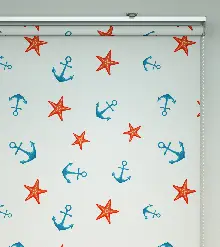 Çapa Desenli Baskılı Stor Perde- Çok Renkli