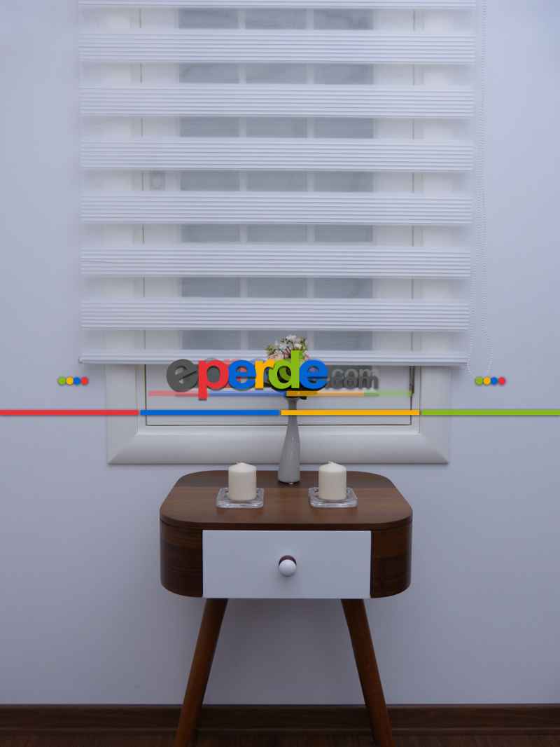 Zebra Perde - Beyaz - Dar Plise Model- Beyaz