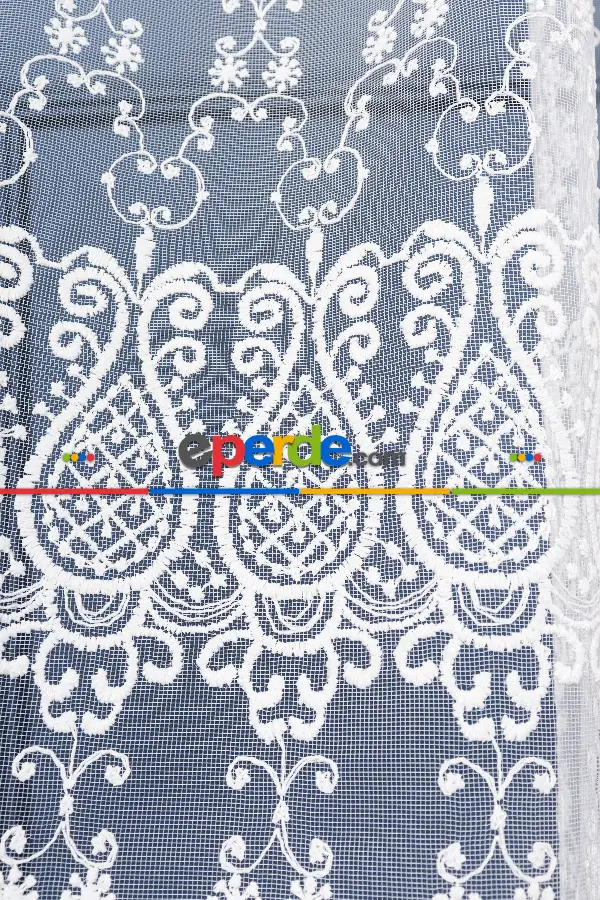 Salon Tül Modelleri - Elit Brode İşlemeli Tül Perde Özel Seri 108