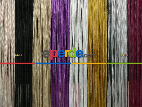 Bej Rengi İp Perde İnce Zincir Serisi- Bej