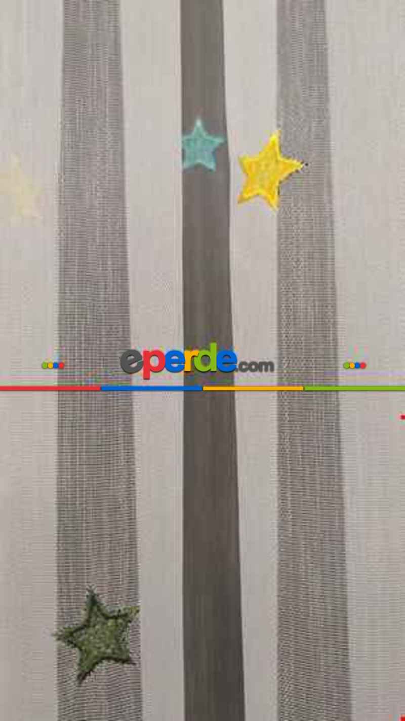 Bebek Odası Tül Perde - Renkli Yıldızlı Çocuk Odası Tül Perde