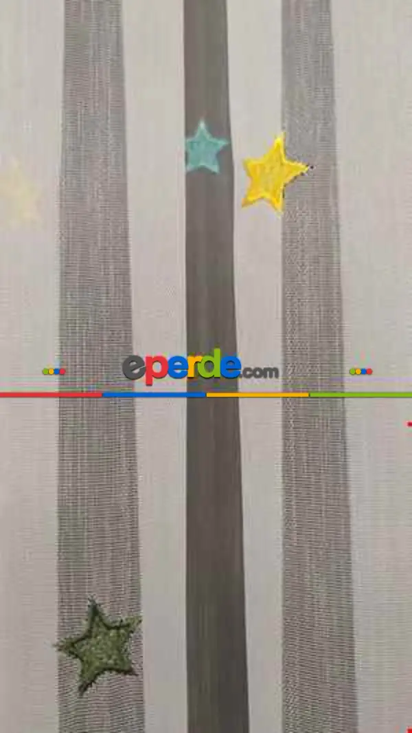 Bebek Odası Tül Perde - Renkli Yıldızlı Çocuk Odası Tül Perde