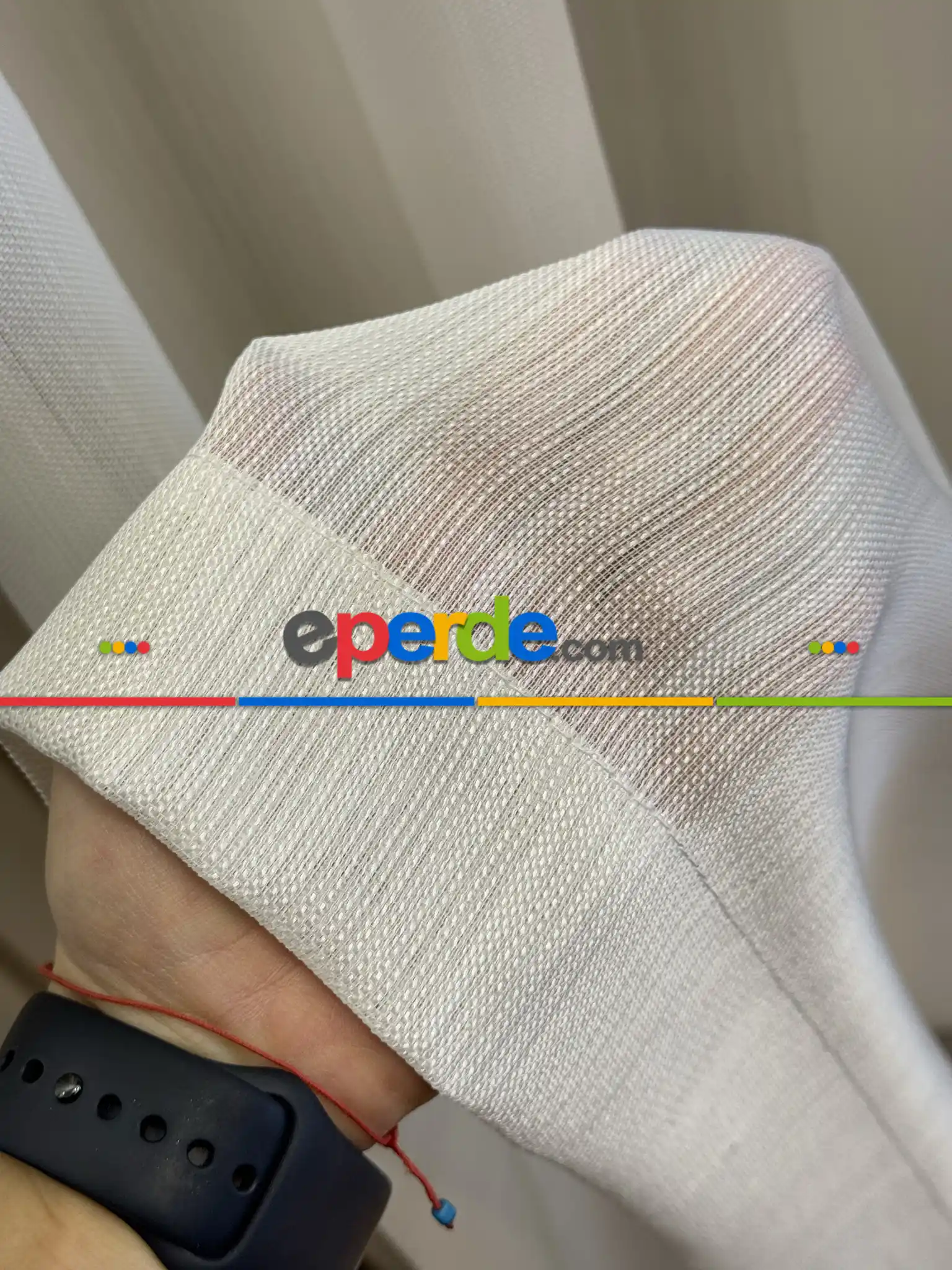 Ekru Çizgili Tül Perde, Ağır Gramajlı Premium Seri, Kurşunlu Tül