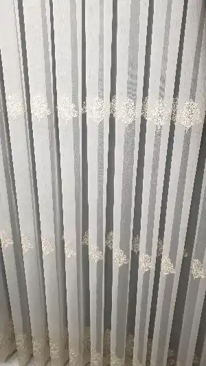 Açelya Keten Tül Perde Sepme Damask Desenli Gold Altın Rengi Nakış İşlemeli Tül