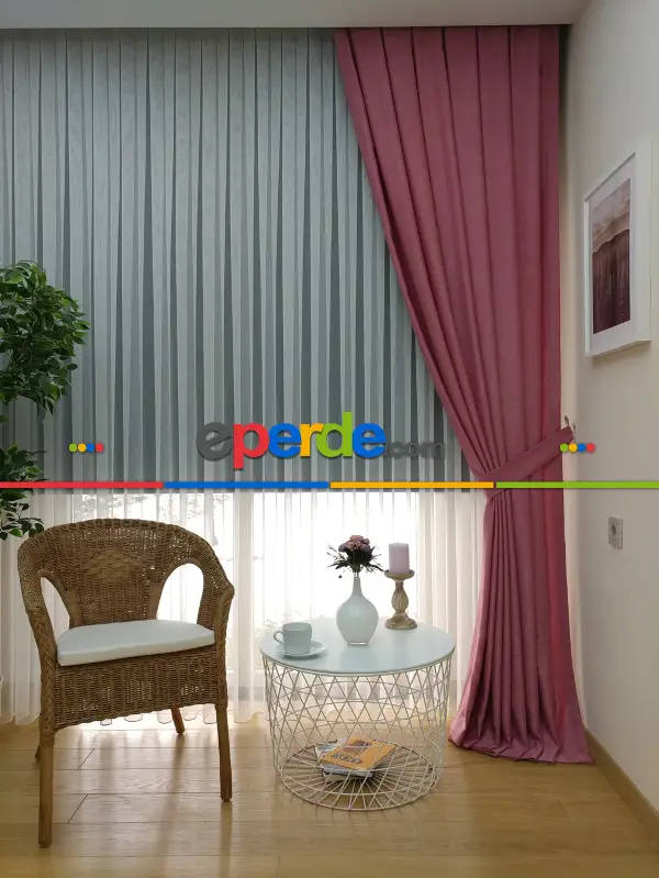 Salon Soft Fon Perde- Pembe Koyu