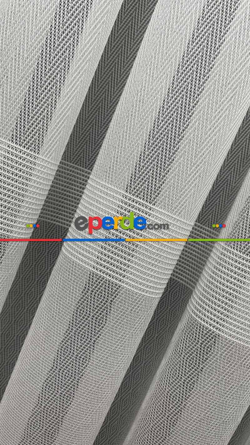 Salon - Premium Kalite Trend Perde Modelleri 2025 -çavuş Desen Enine Kumaş Bantlı Dokuma Tül Perde 04