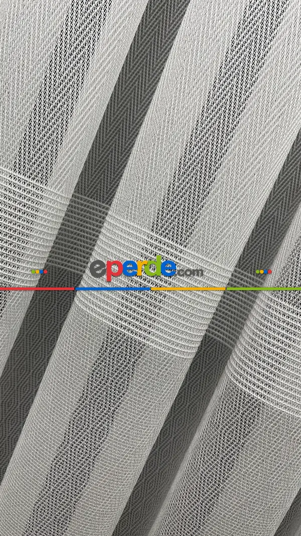 Salon - Premium Kalite Trend Perde Modelleri 2025 -çavuş Desen Enine Kumaş Bantlı Dokuma Tül Perde 04