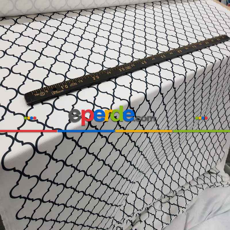 Siyah Mutfak Perdesi Kanat Fon Perde Modern Desenli- Sarı