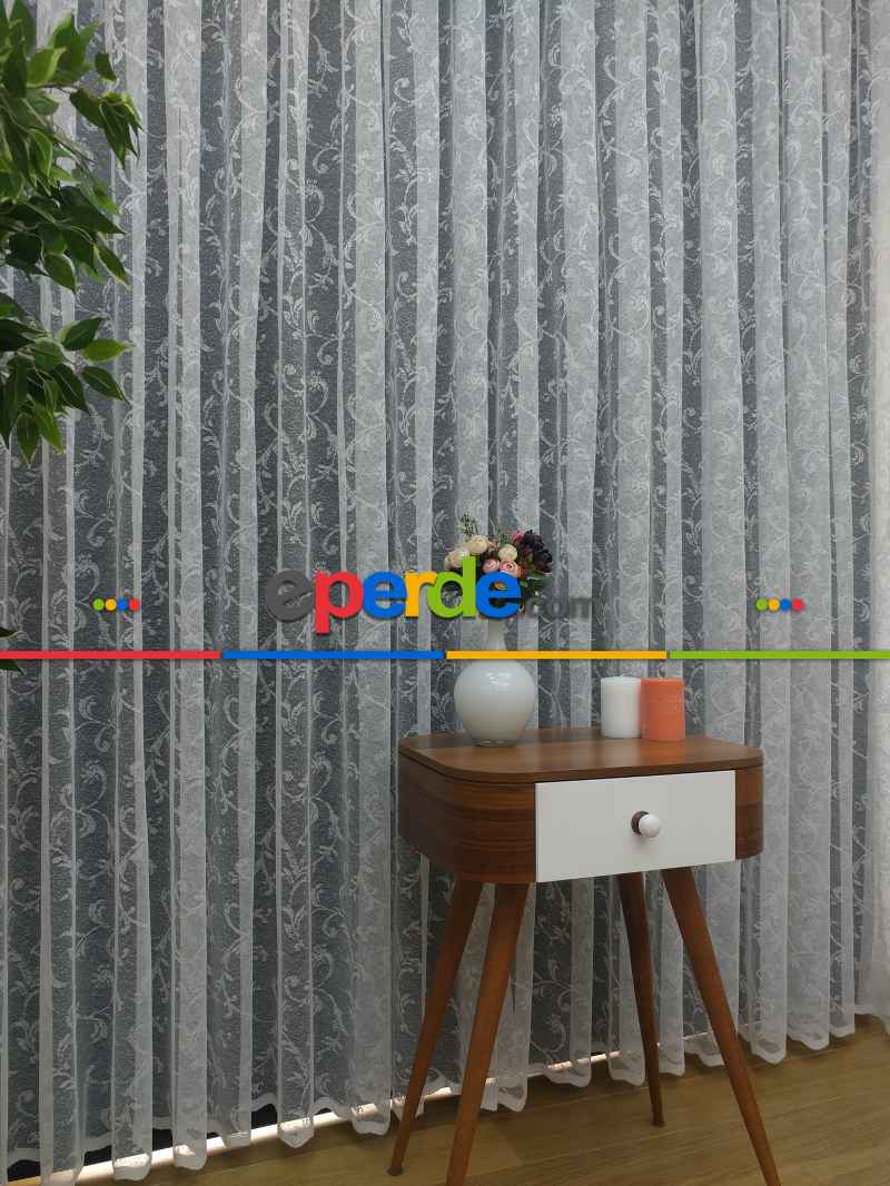 Yatak Odası - ( Orjinal ) Taç Salon Fransız Dantel Sarmaşık Tül Perde 