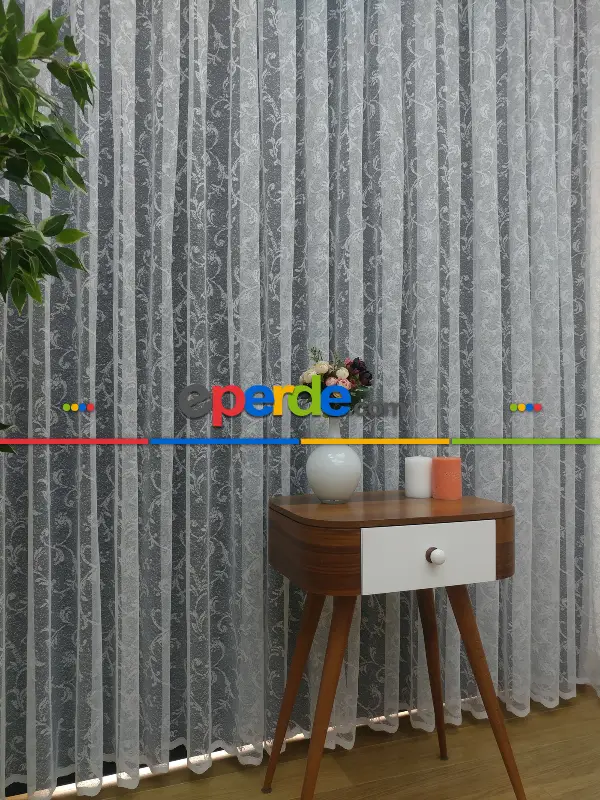 Yatak Odası - ( Orjinal ) Taç Salon Fransız Dantel Sarmaşık Tül Perde 